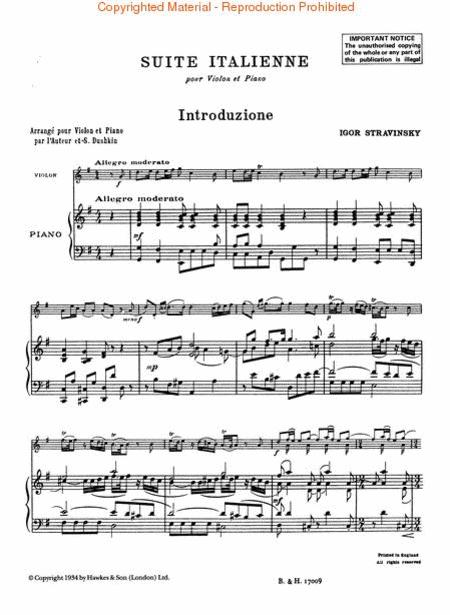 Stravinsky: Suite Italienne from Pulcinella for Violin and Piano