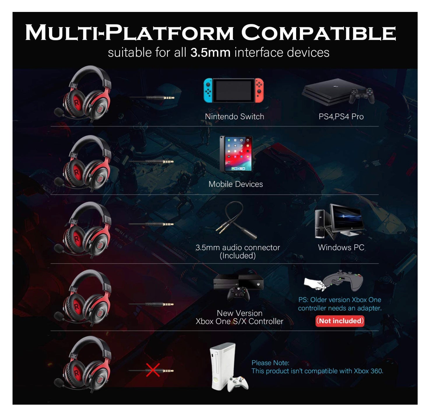 EKSA E900 Stereo Sound Wired Gaming Headphones