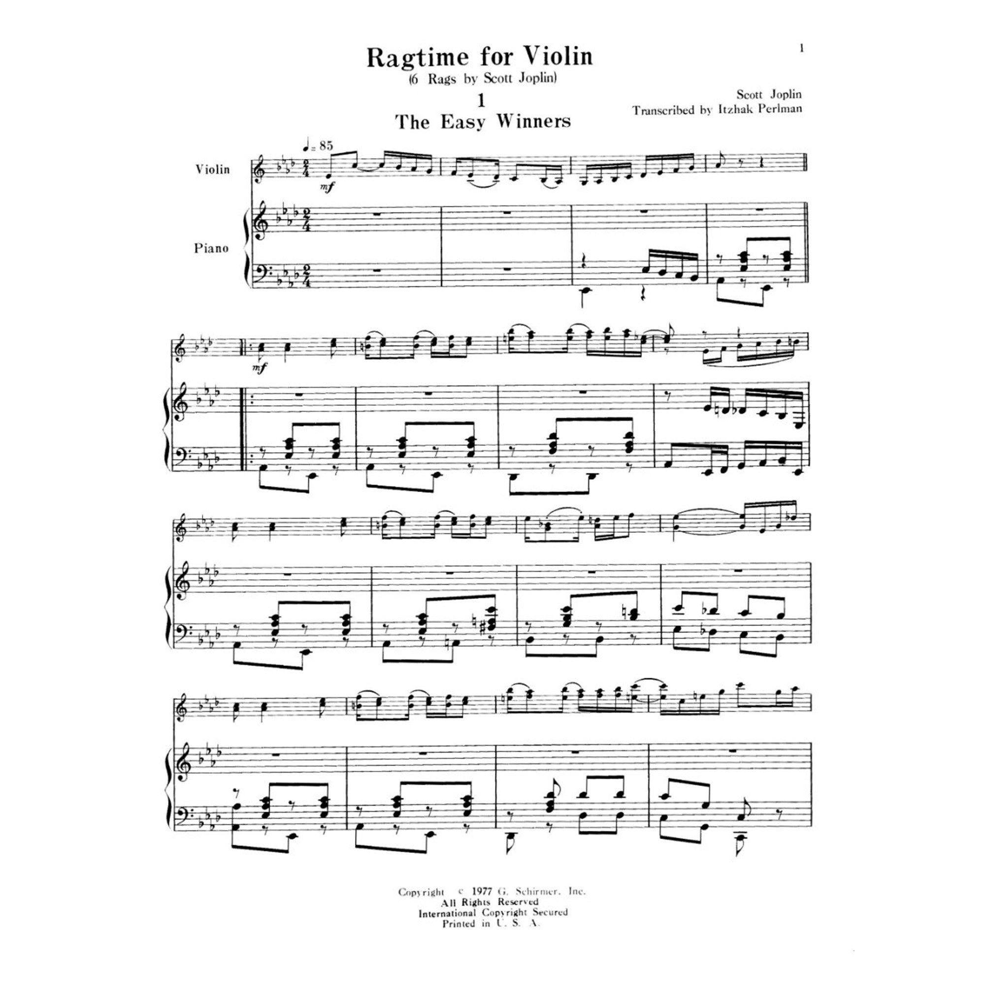 Joplin: Ragtime for Violin