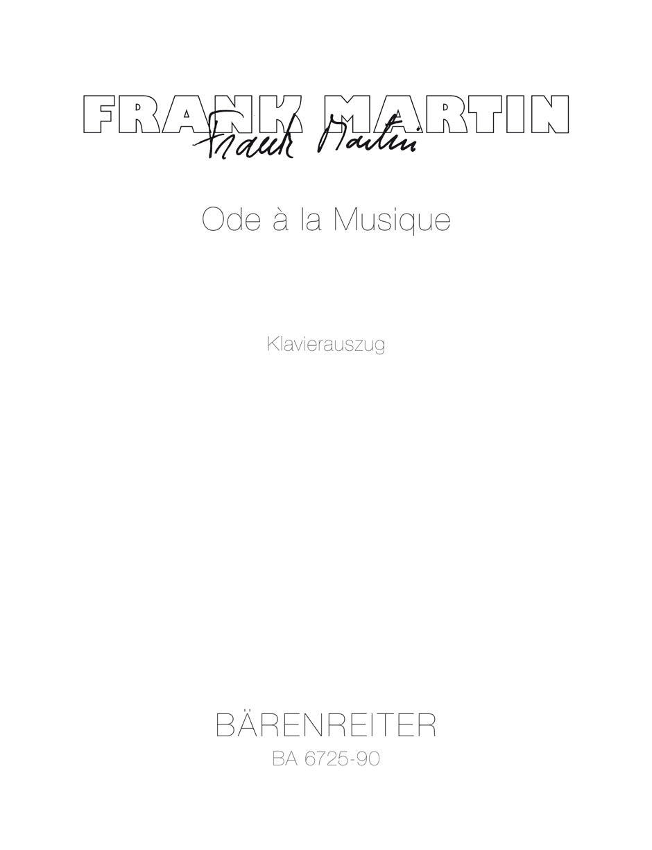 Martin : Ode A La Musique - Vocal Score