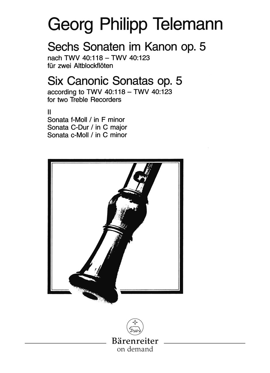 Telemann: Six Sonatas in Canon Op 5 - Book 2, for 2 Treble Recorders