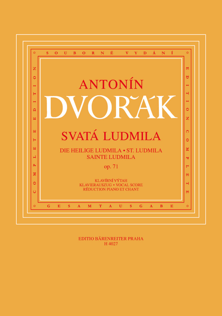 Dvořák: Saint Ludmilla Op 71 Oratorio - Vocal Score