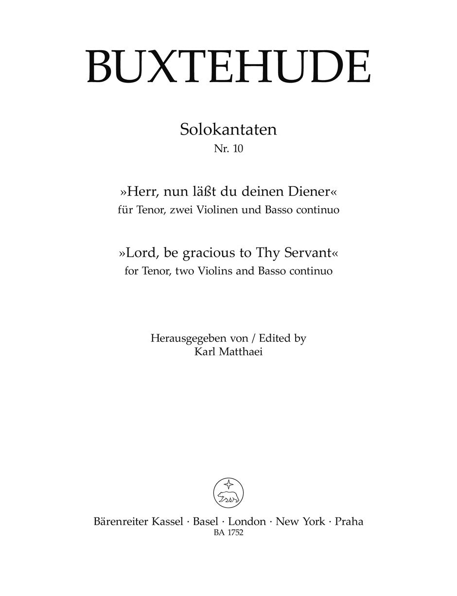 Buxtehude: Herr Nun Lasst Du Deinen Diener Score & Parts