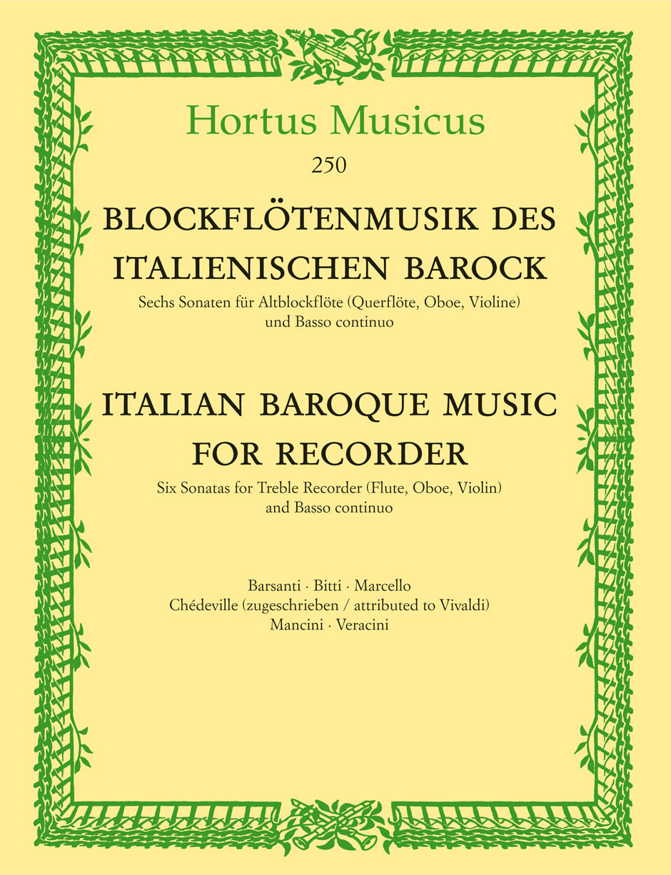 Recorder Music the Italian Baroque - Treble Recorder