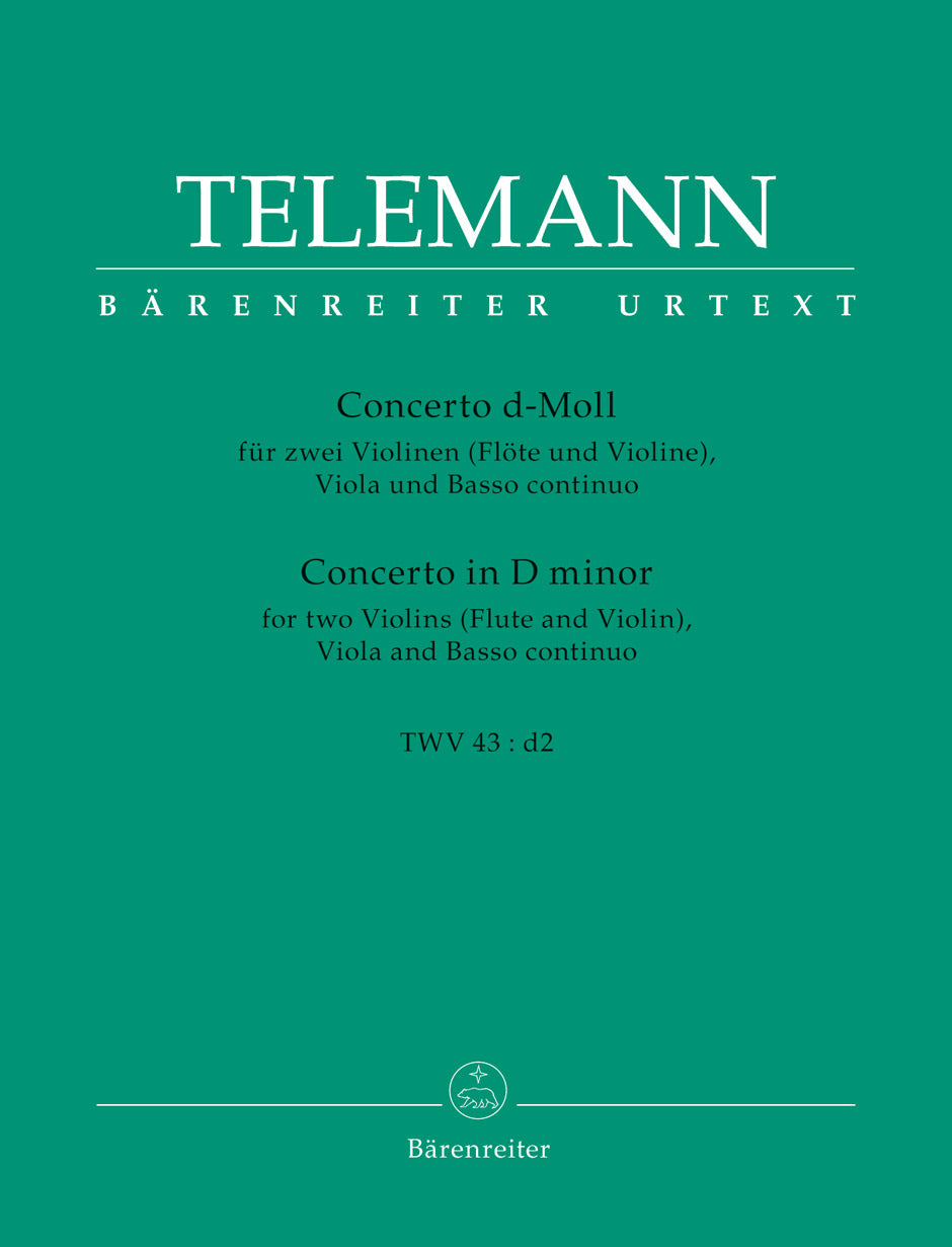 Telemann: Concerto in D for 2 Violins, Viola & Basso Continuo - Score & Parts