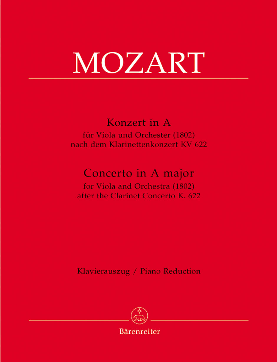 Mozart: Concerto in A for Viola & Piano
