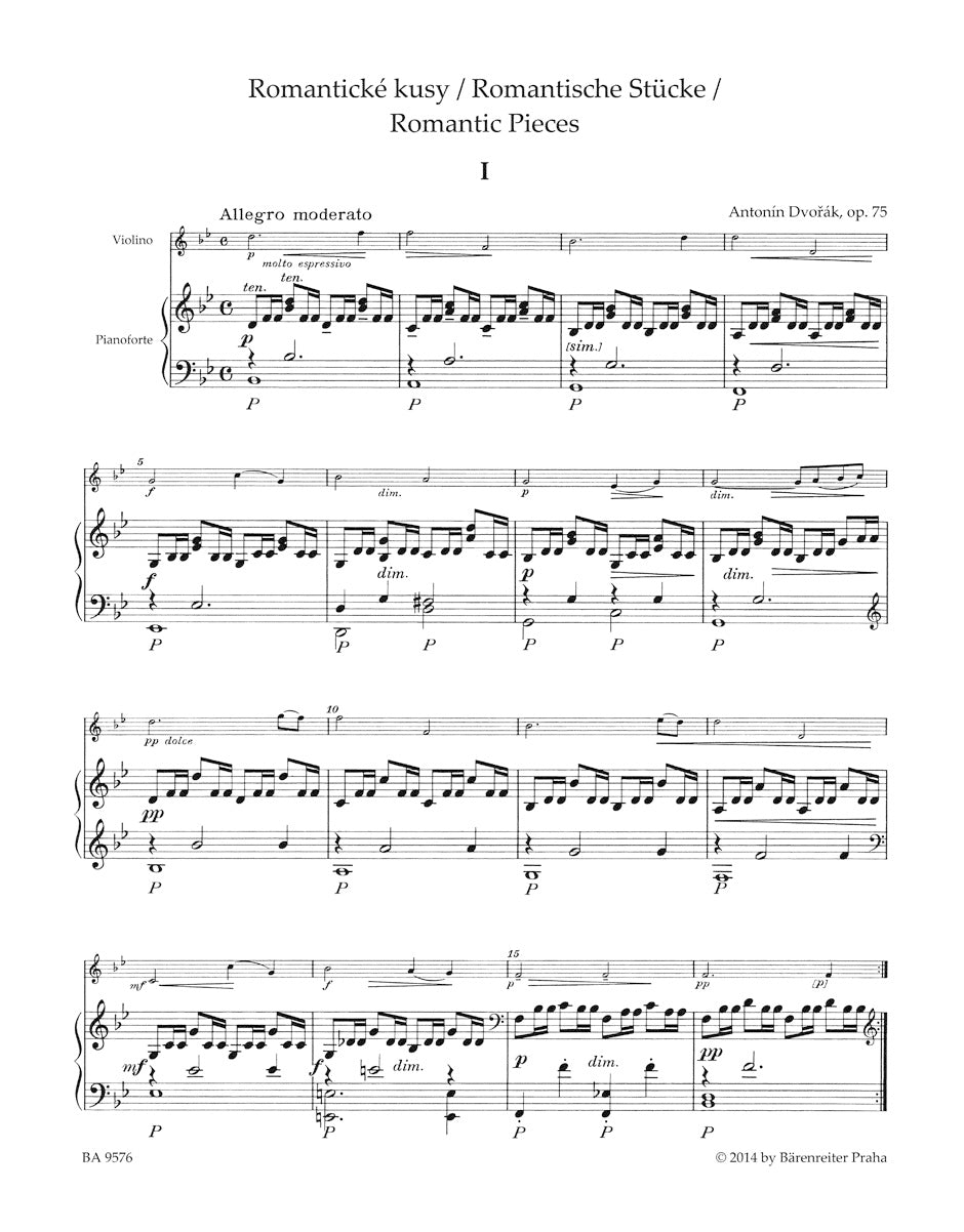 Dvořák: Romantic Pieces Op 75 for Violin & Piano
