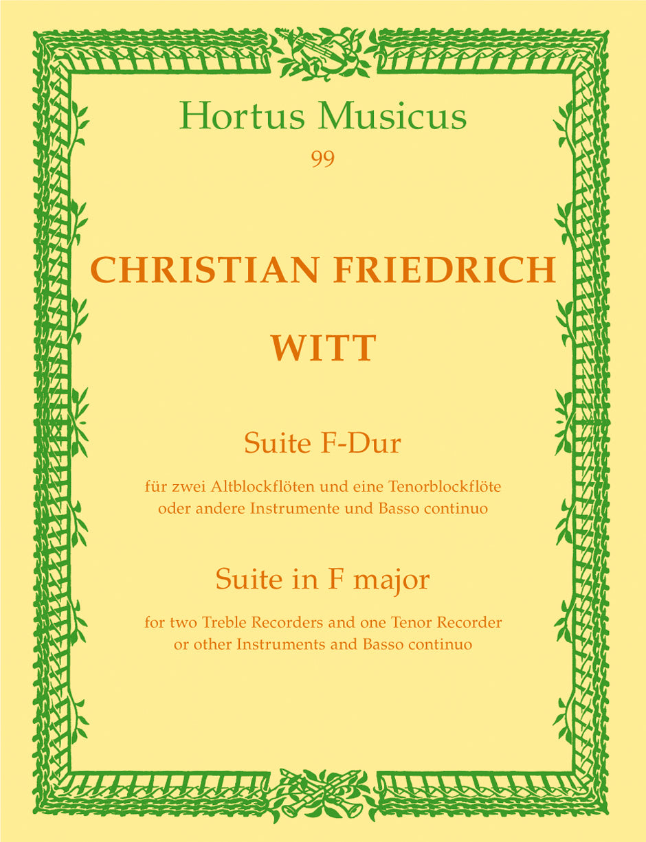 Witt: Suite in F for Recorder Ensemble - Score & Parts