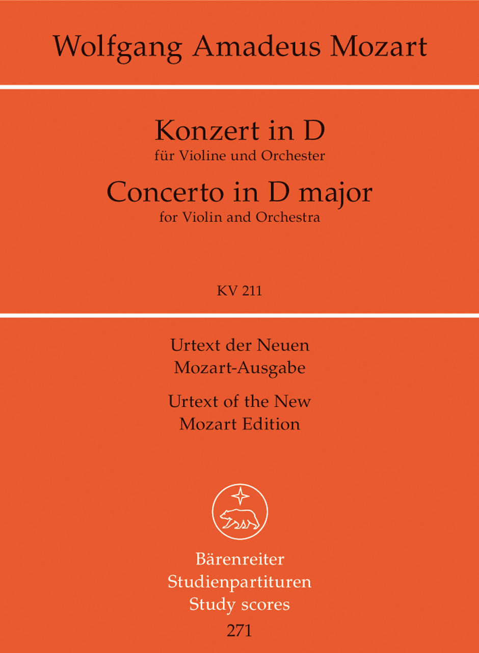 Mozart: Violin Concerto No 2 D K211 - Study Score