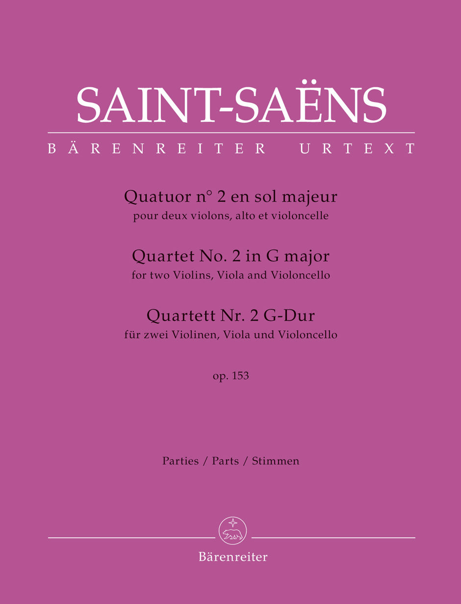 Saint-Saens : String Quartet No 2 in G Major Op 153 (Set of Parts)