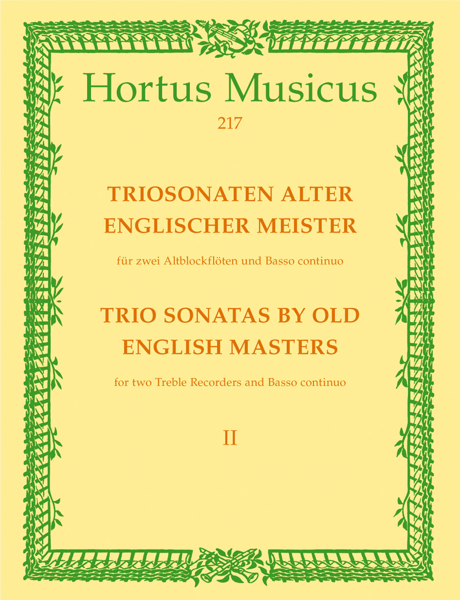 Trio Sonatas by the Old English Masters -Vol 2, for Two Treble Recorders & Basso Continuo