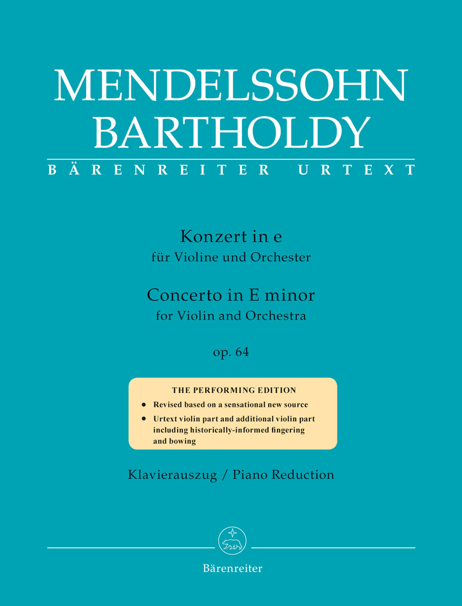 Mendelssohn: Violin Concerto in E Minor Op 64 for Violin & Piano