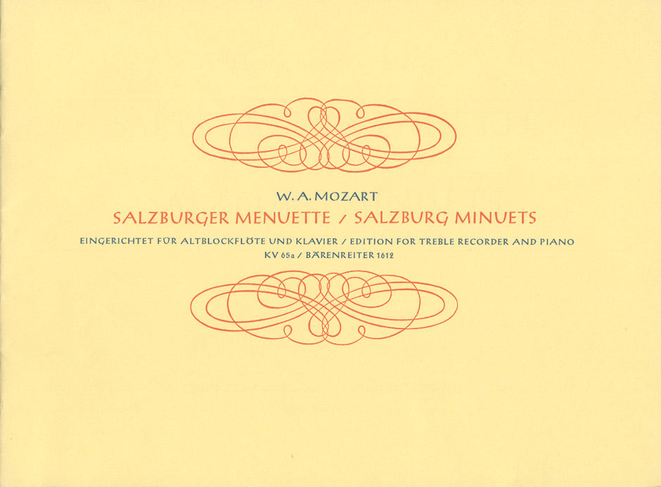 Mozart: Salzburg Minuets for Treble Recorder & Piano