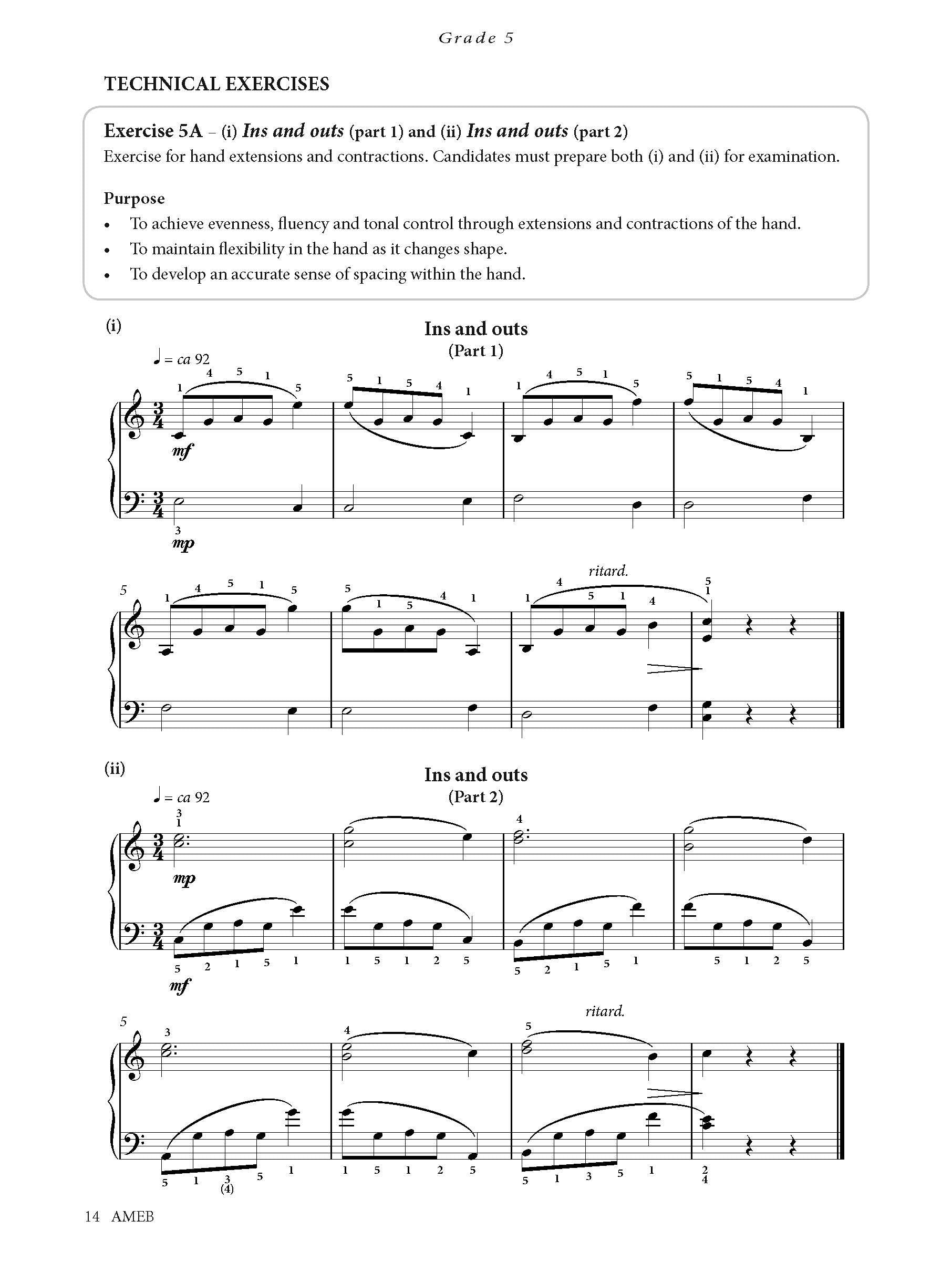 AMEB Piano Technical Work 2018 – Level 2 (Grade 5 to Grade 8)