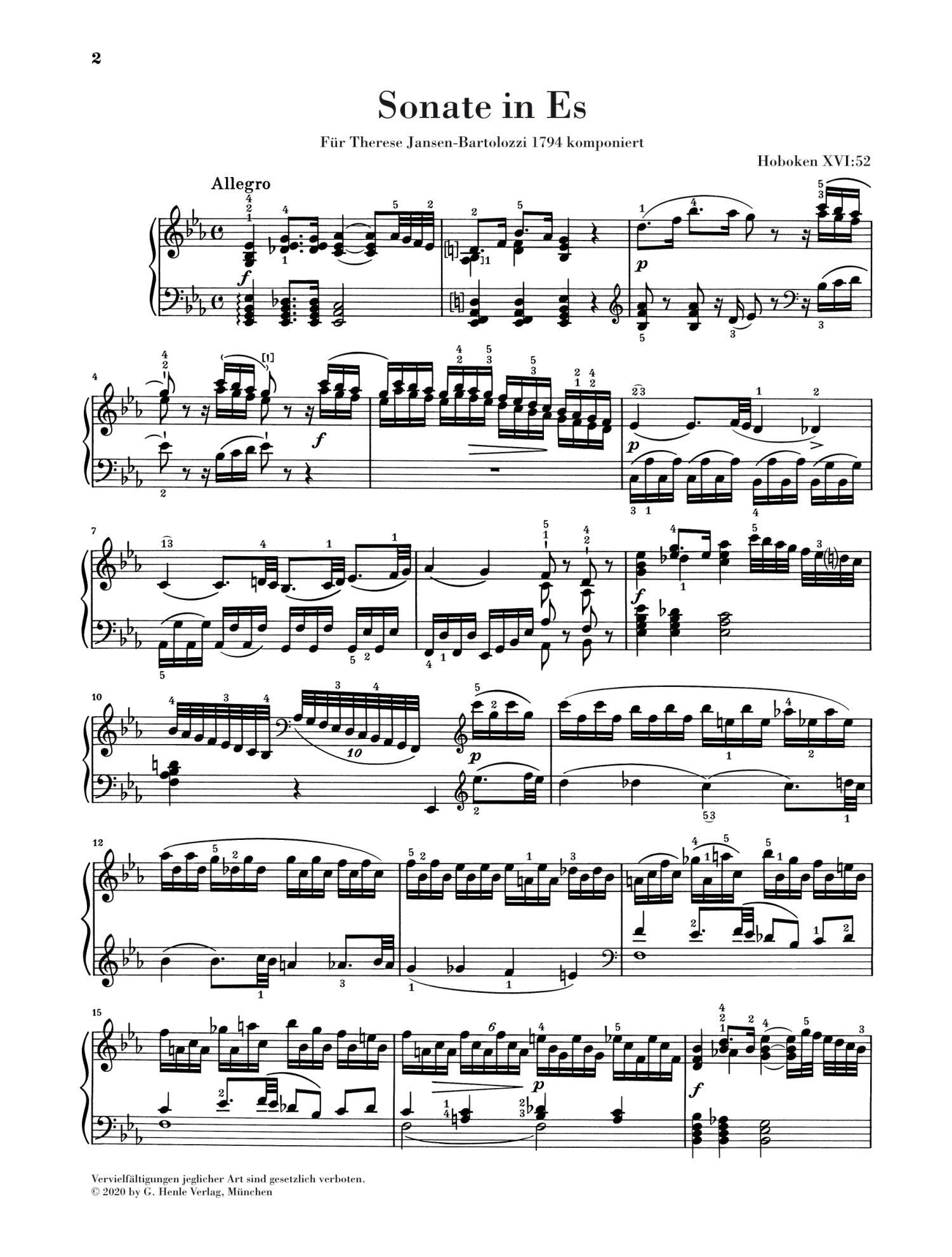 Haydn: Piano Sonata E flat major Hob. XVI:52