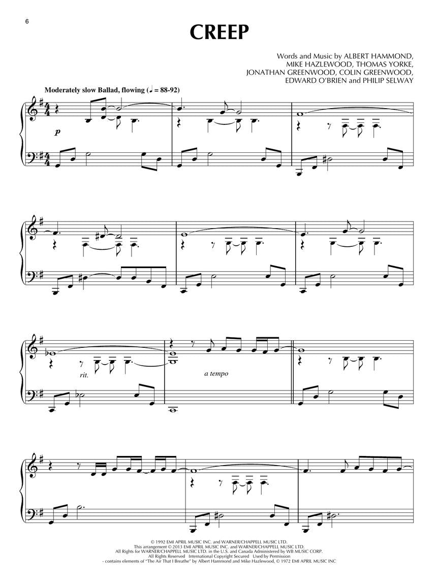 Best of Radiohead for Piano Solo