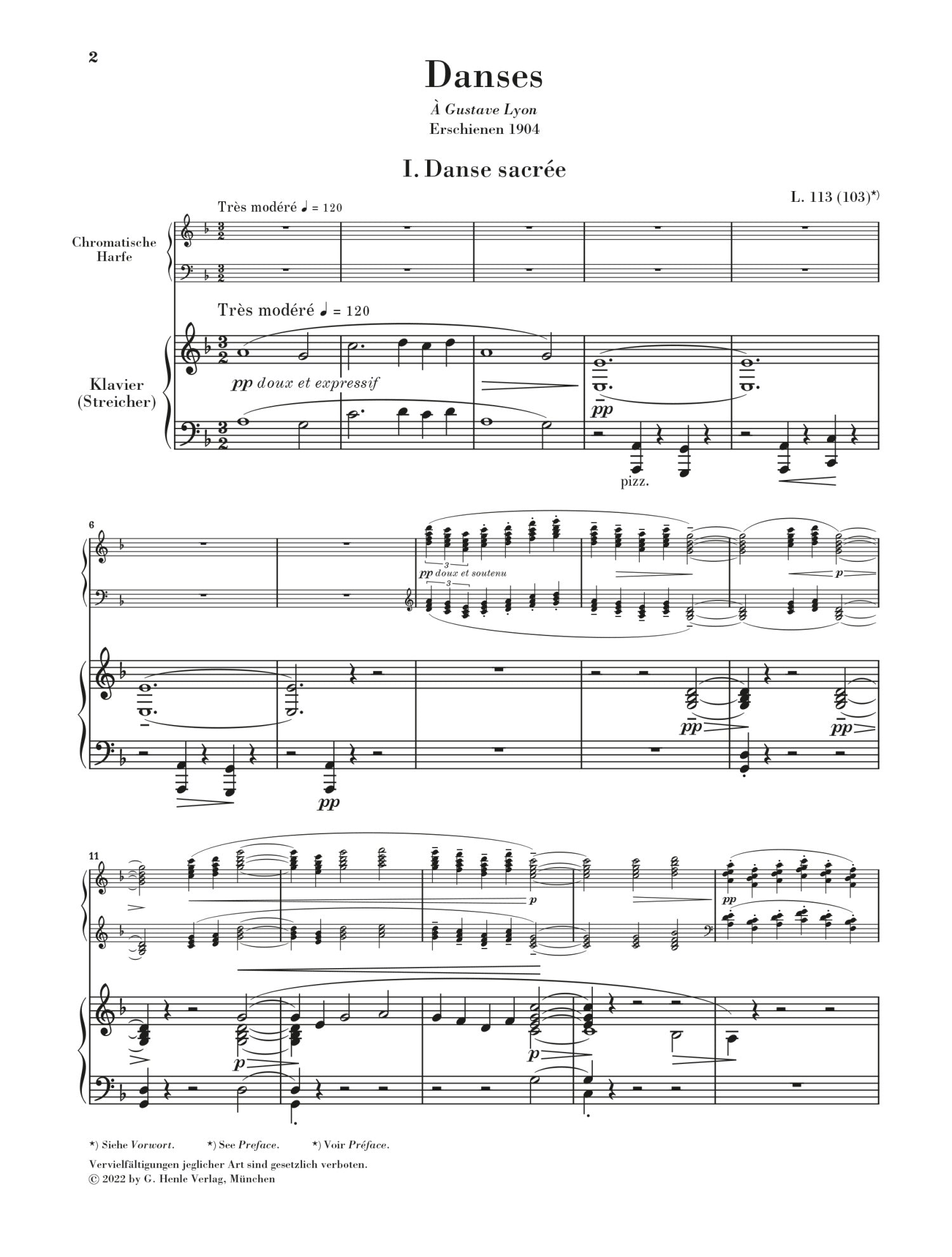 Debussy: Danses for Harp and String Orchestra (Piano Reduction)