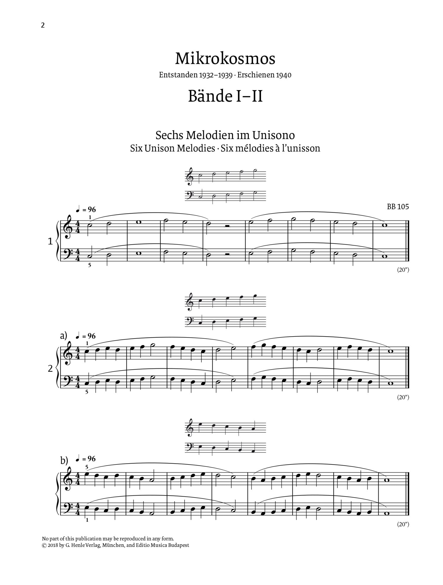 Bartok: Mikrokosmos Volumes I-II Piano Solo