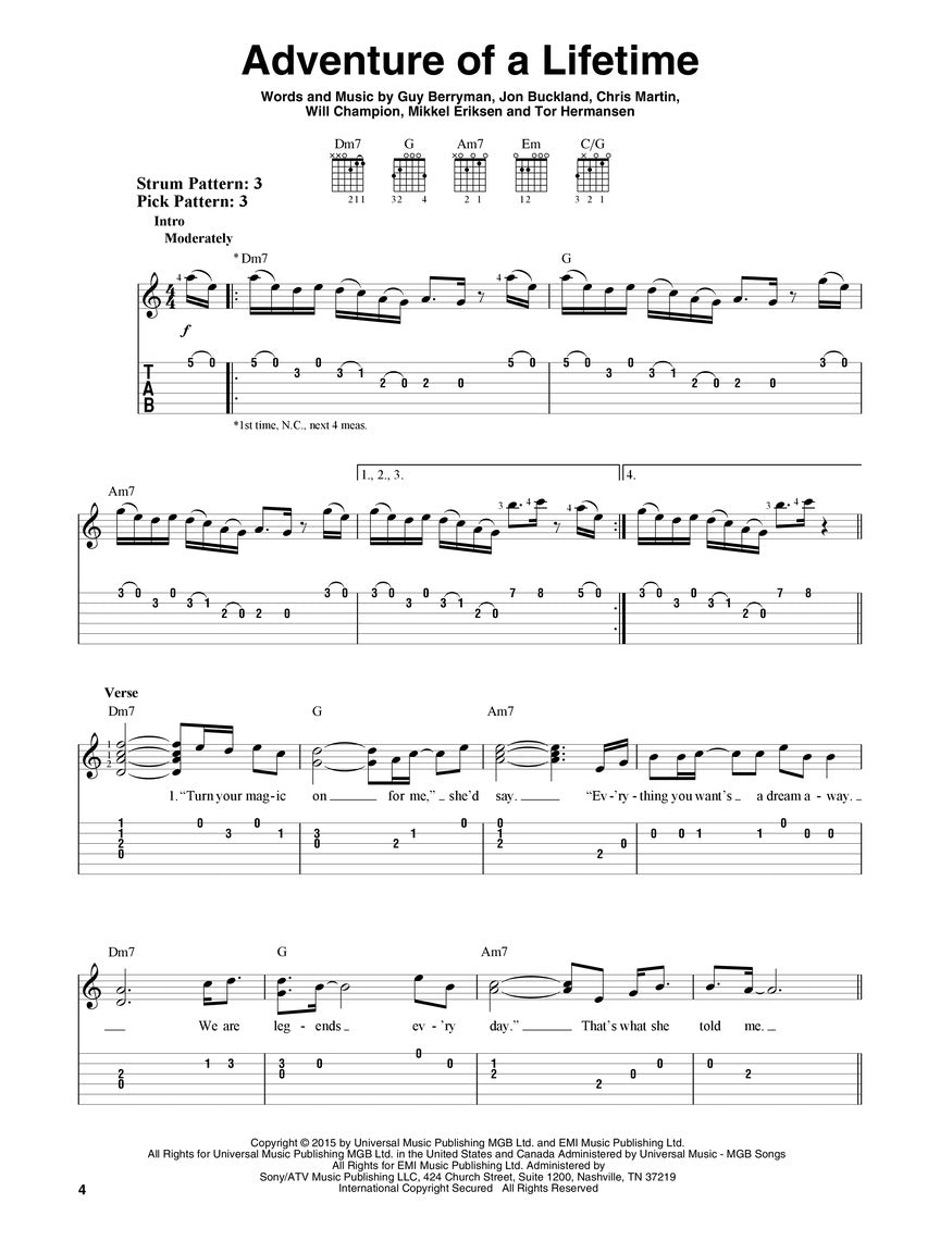 Very Best of Coldplay - Easy Guitar with Notes & TAB