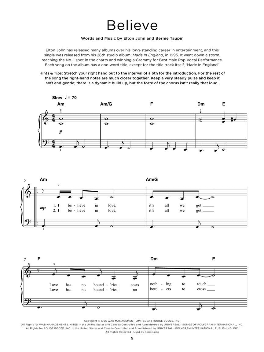 Really Easy Piano - 40 Elton John Songs
