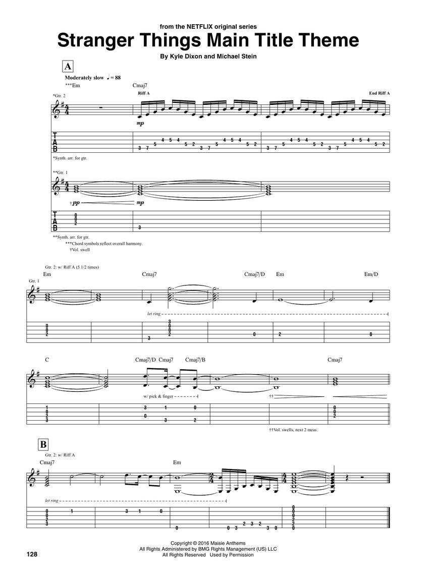 Stranger Things, Music from the Netflix Series for Guitar TAB