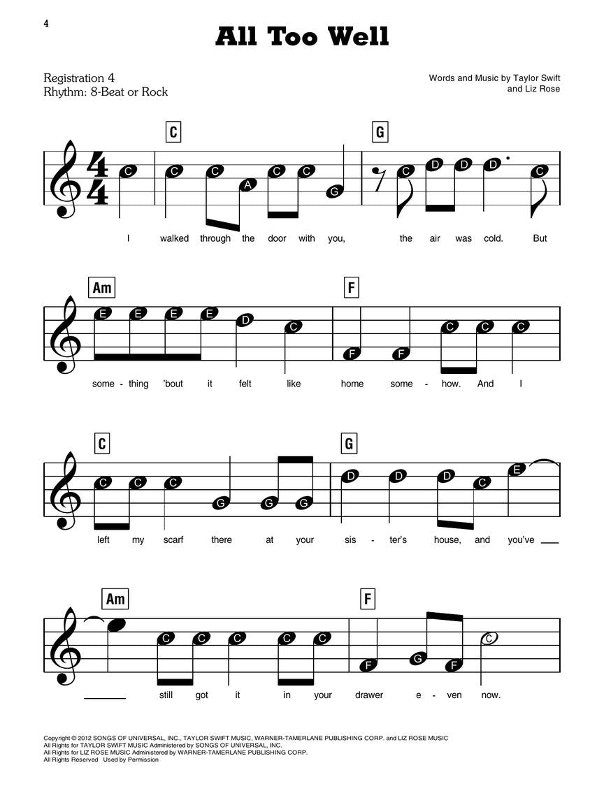 E-Z Play Piano 325, Taylor Swift