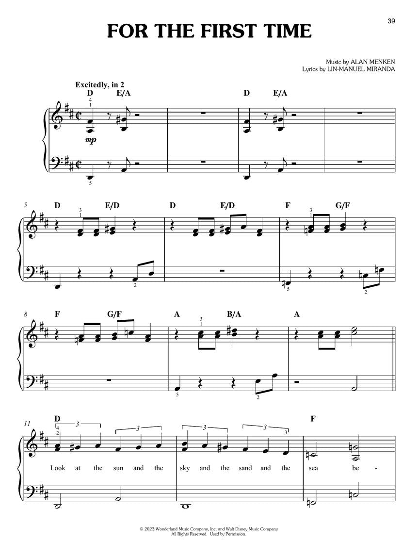 The Little Mermaid: Music from the 2023 Motion Picture Soundtrack for Easy Piano