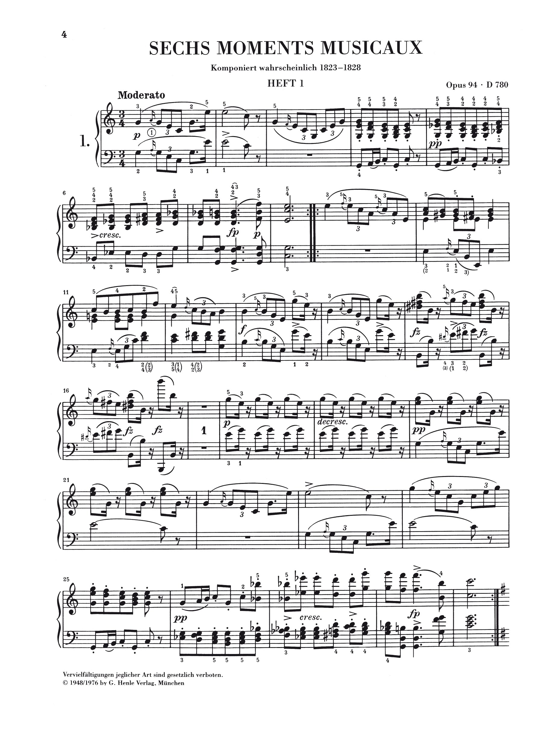 Schubert: Moments Musicaux op. 94 D 780