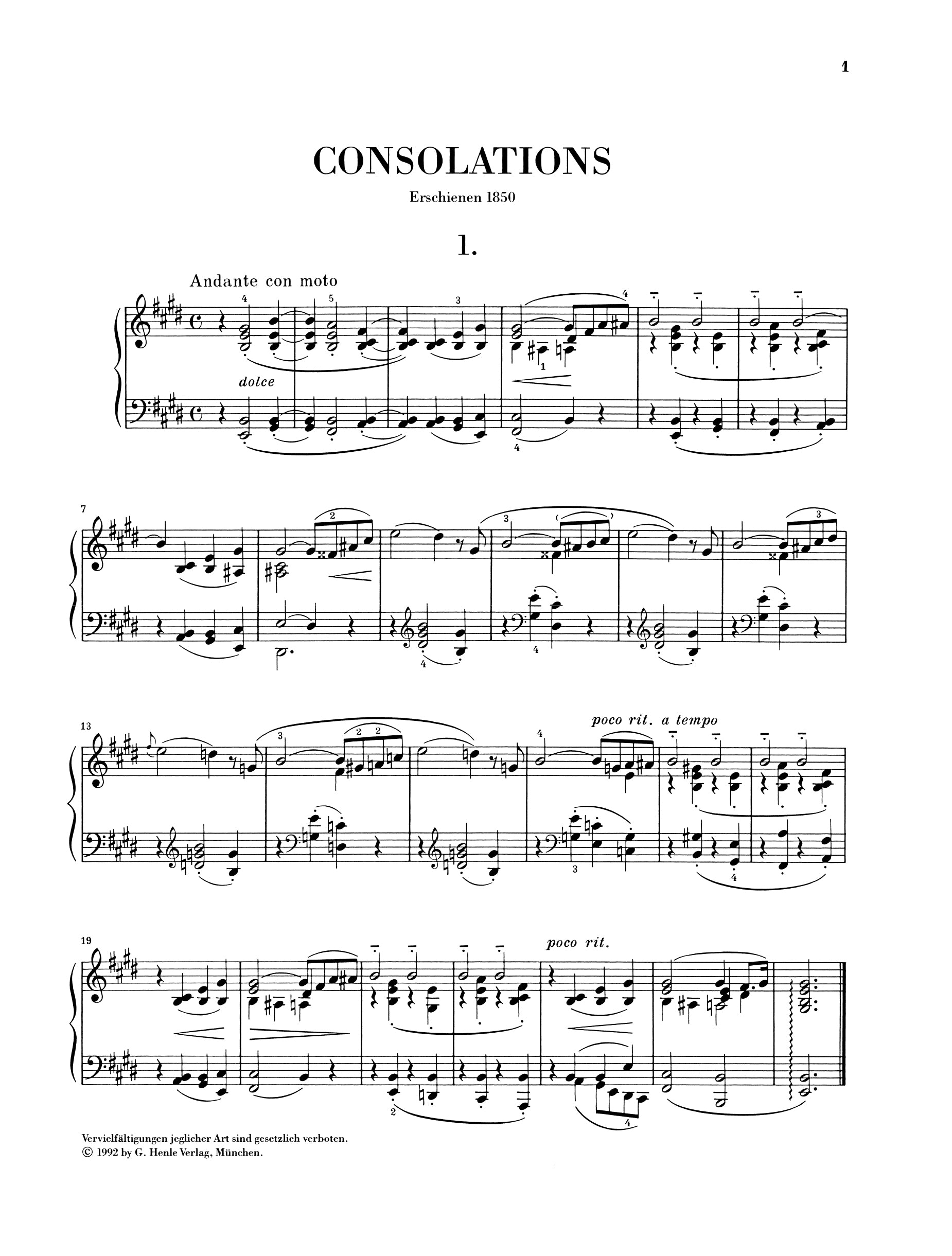 Liszt: Consolations Piano Solo
