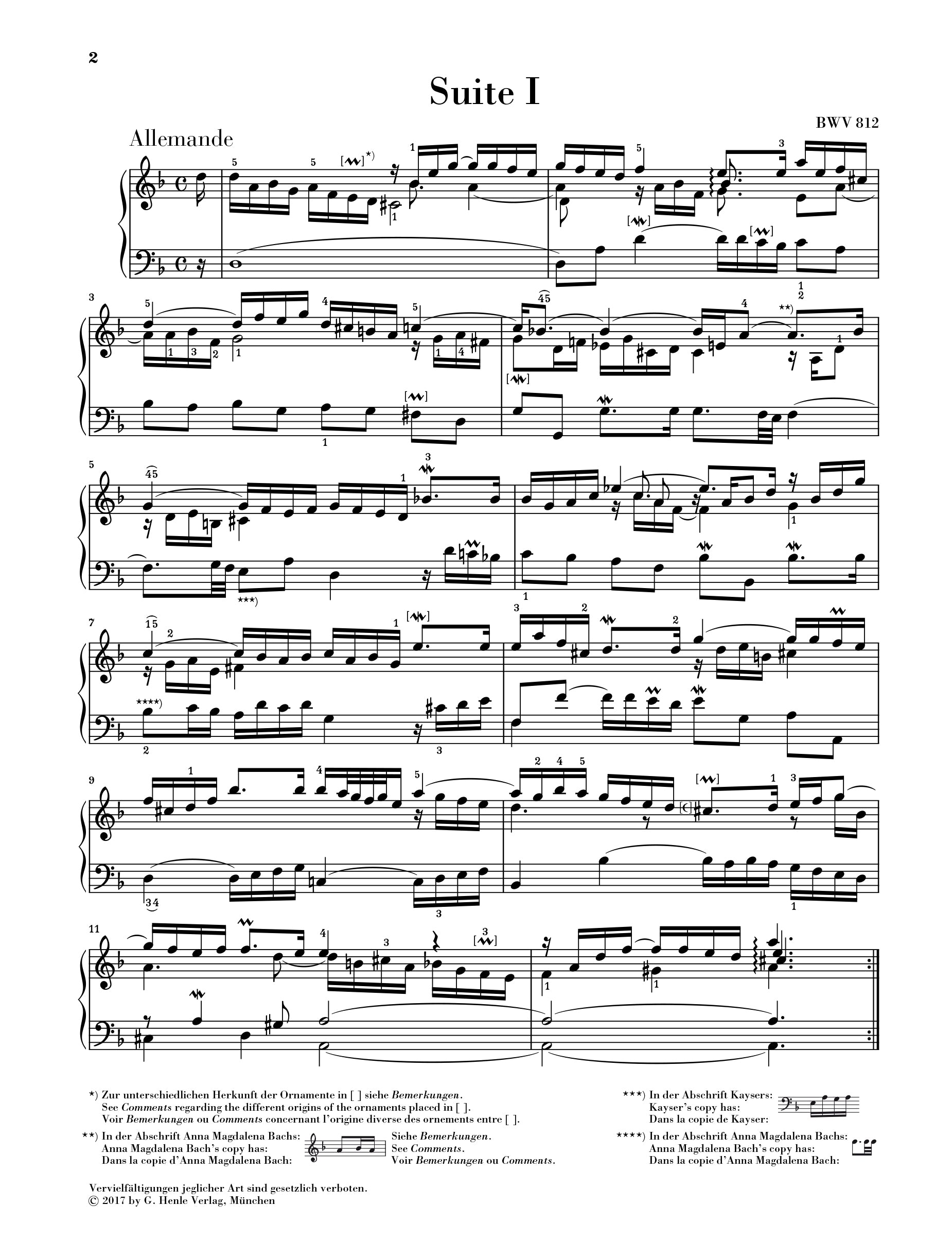 Bach: French Suites BWV 812-817 Piano Solo