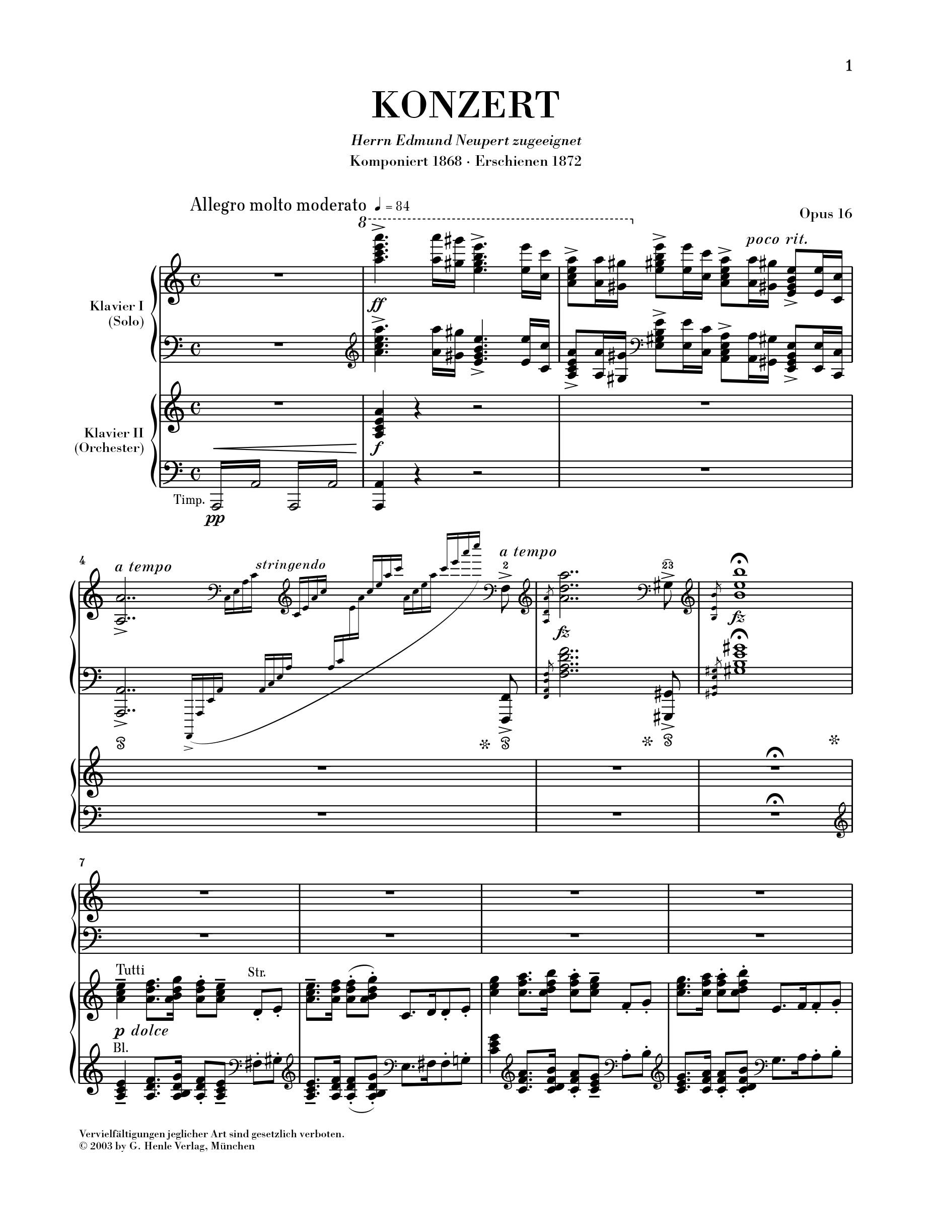 Grieg: Piano Concerto in A Minor Op 16 for 2 Pianos 4 Hands