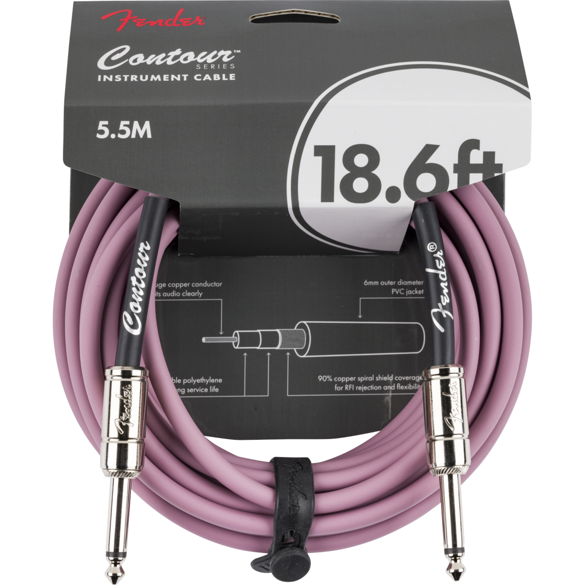 Fender Contour Series Instrument Cable, Burgundy Mist