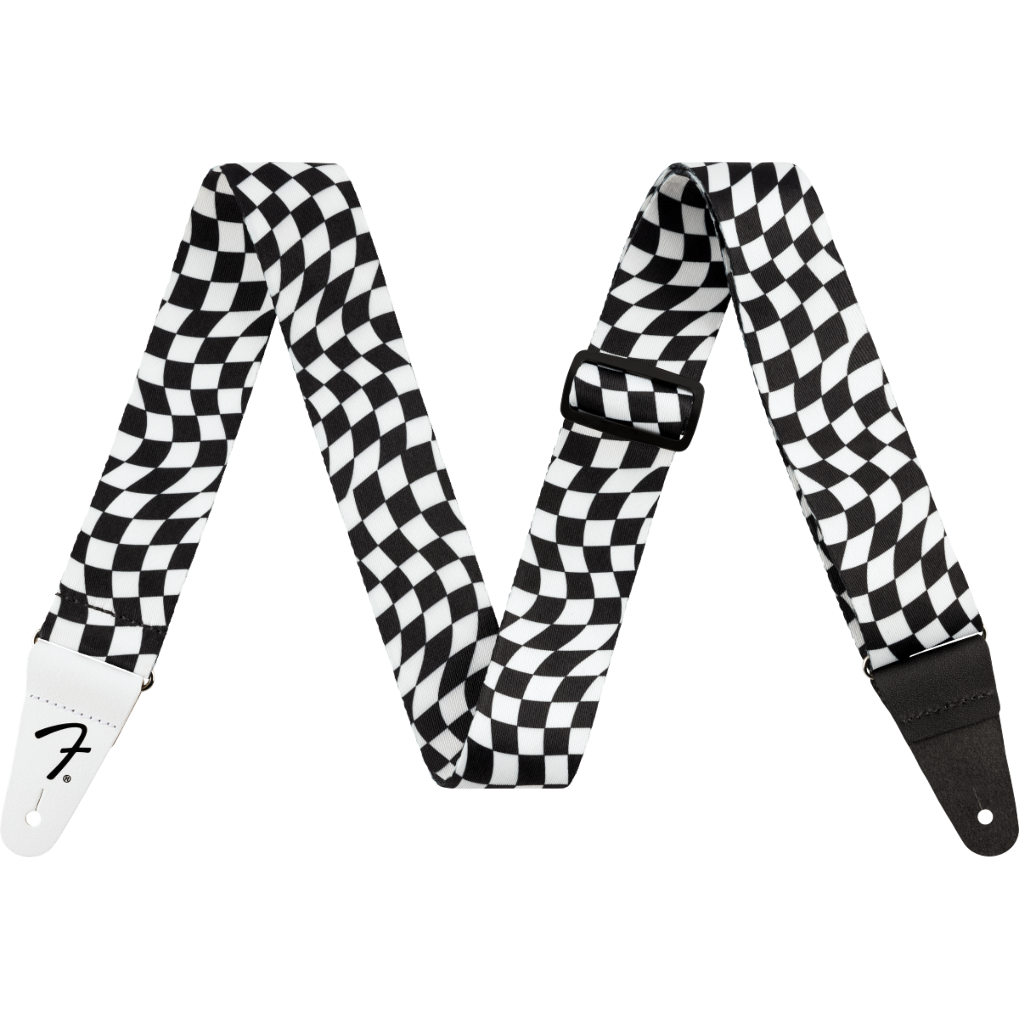 Fender Wavy Checkerboard Polyester Strap, Black/White