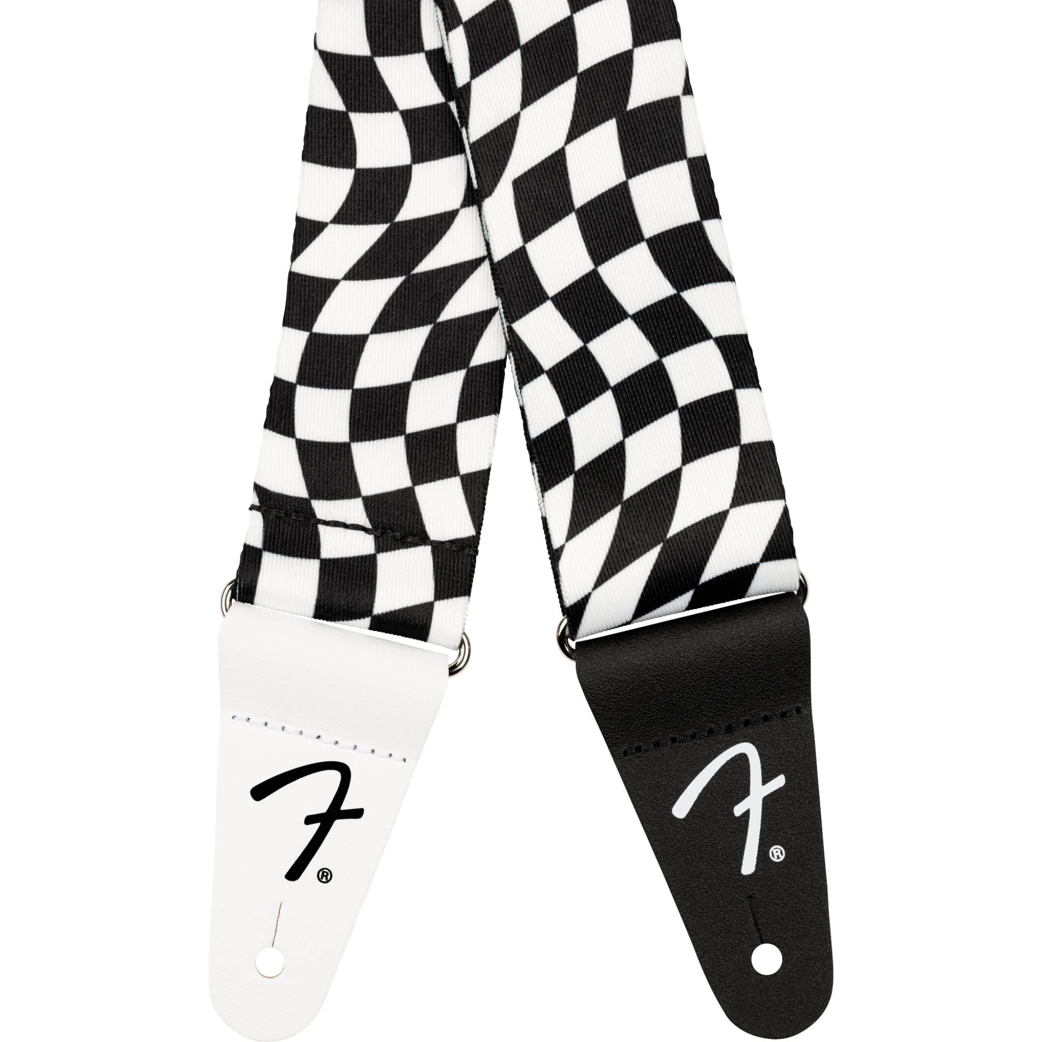 Fender Wavy Checkerboard Polyester Strap, Black/White