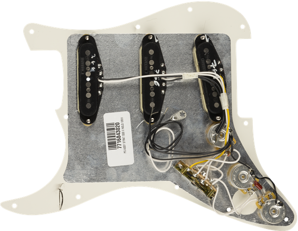 Fender Pre-wired Strat Pickguard Vintage Noiseless SSS, Parchment 11 Hole PG
