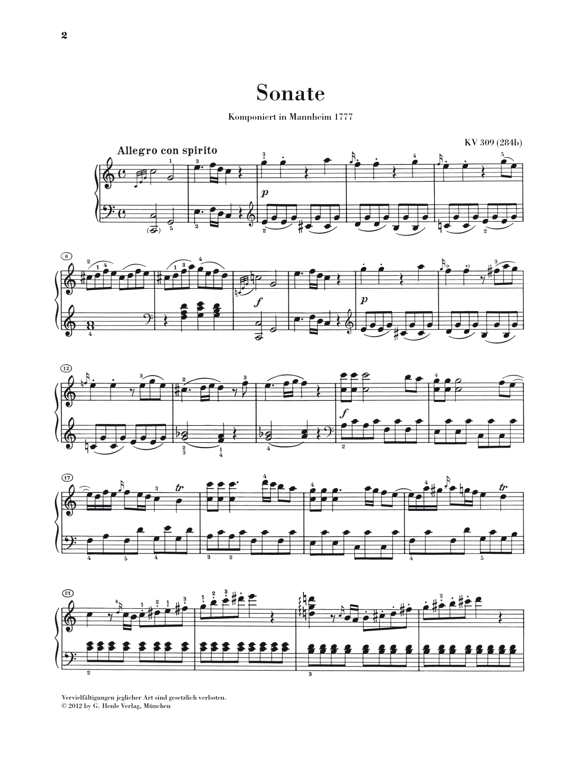 Mozart: Piano Sonata in C Major K 309
