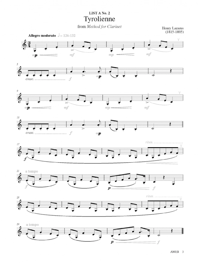AMEB Clarinet Grade 1 Series 2