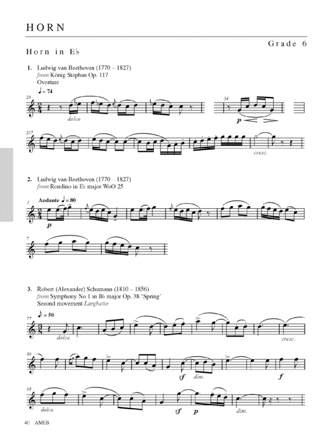 AMEB Brass Orchestral Excerpts Grade 5-8