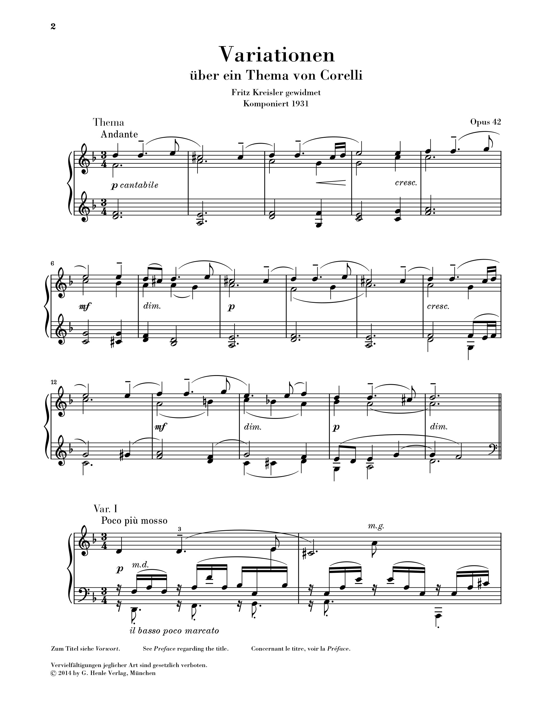 Rachmaninoff: Corelli Variations op. 42 Piano Solo