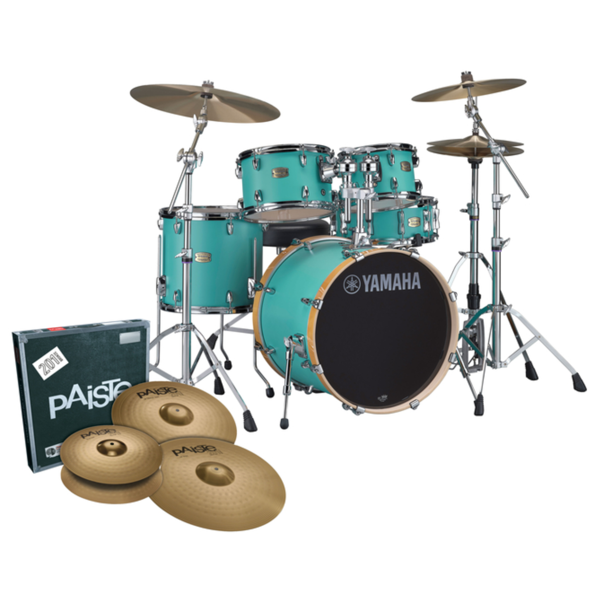Yamaha Stage Custom Birch 'Next Stage' Fusion Drum Kit, Matte Surf Green