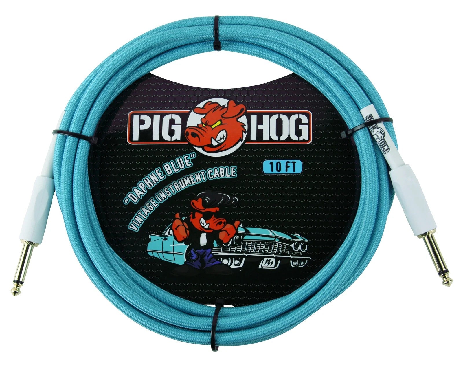 Pig Hog Instrument Cable 10ft, Daphne Blue