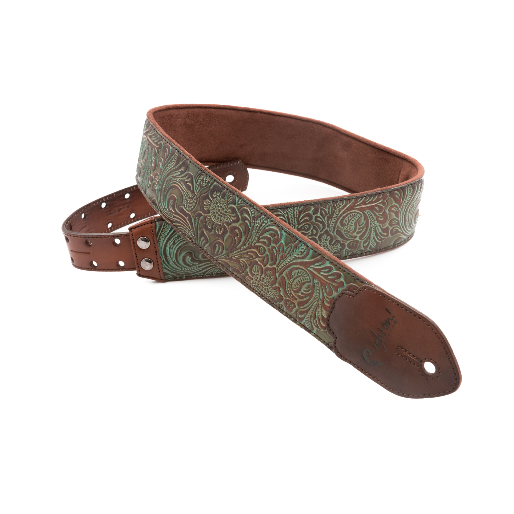 RightOn! Blackguard Leather Guitar Strap, Teal