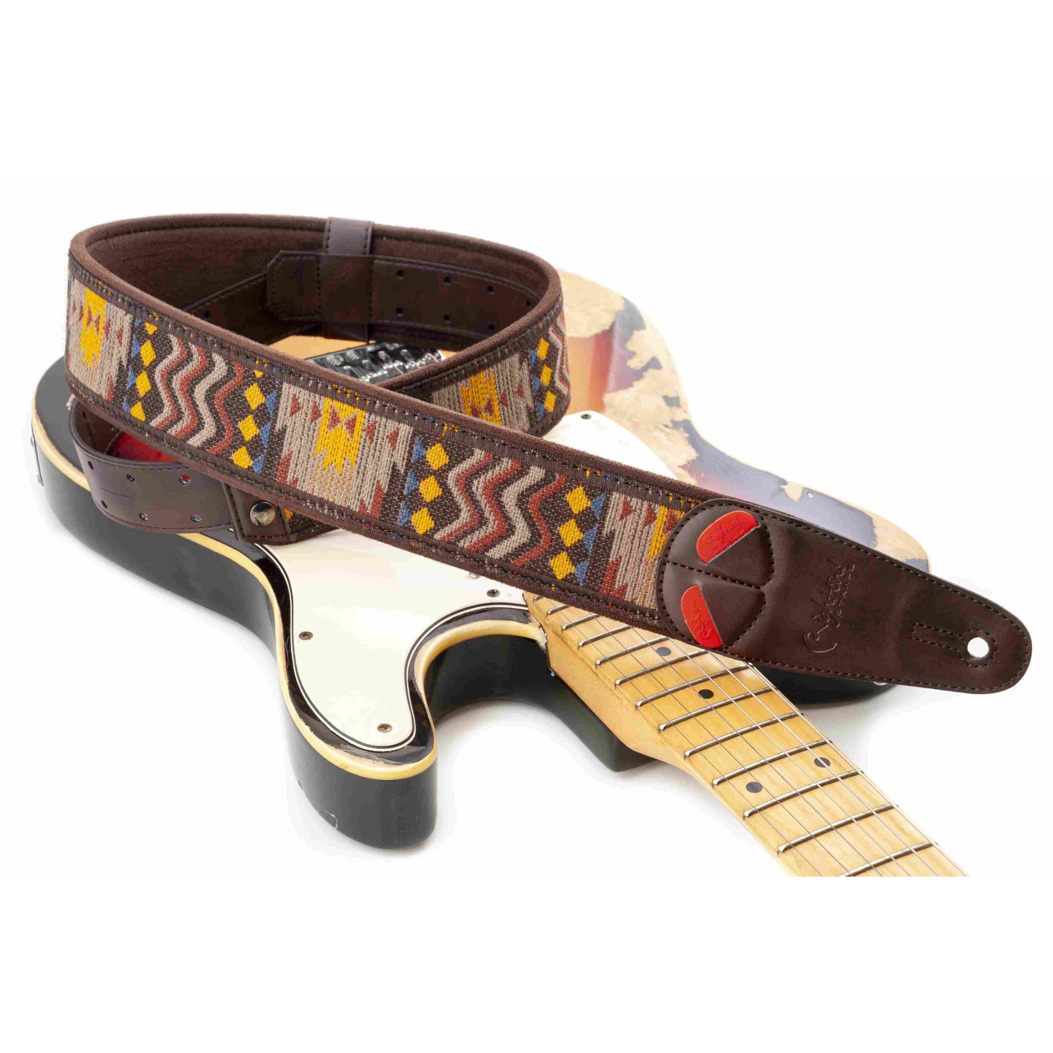 RightOn! Azteca Guitar Strap, Brown