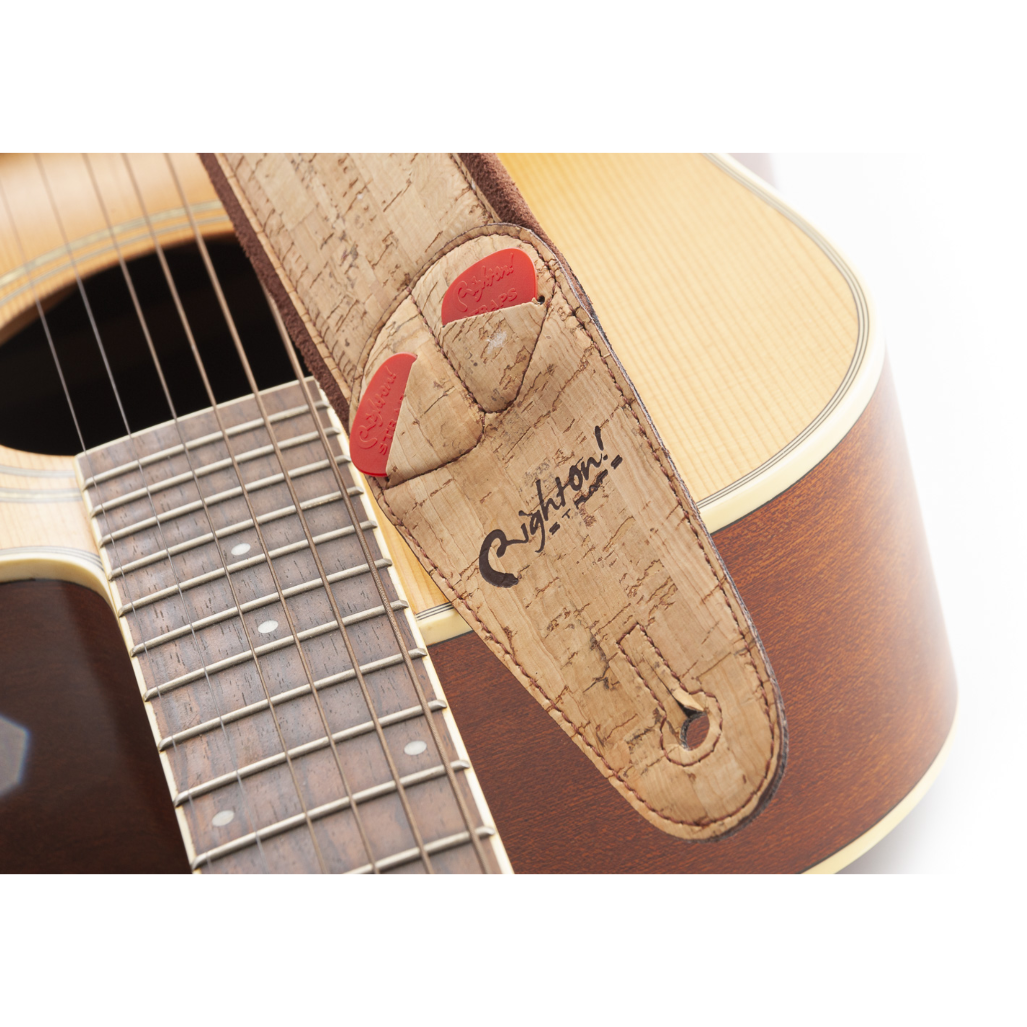 RightOn! Cork Guitar Strap, Beige