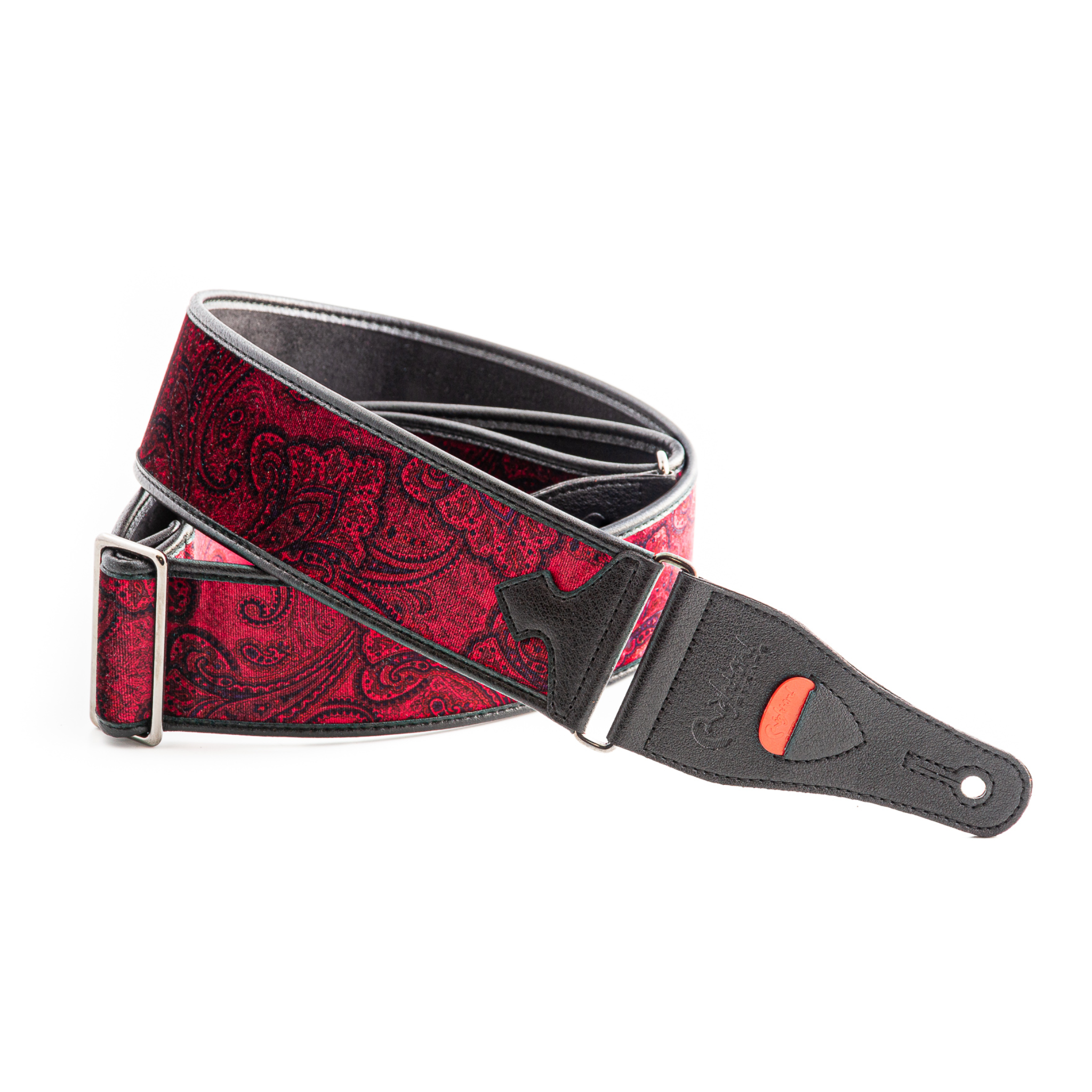 RightOn! Paisley Velvet-60 Guitar Strap, Red