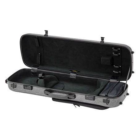 HQ Oblong 4/4 Violin Case, Brushed Black & Silver