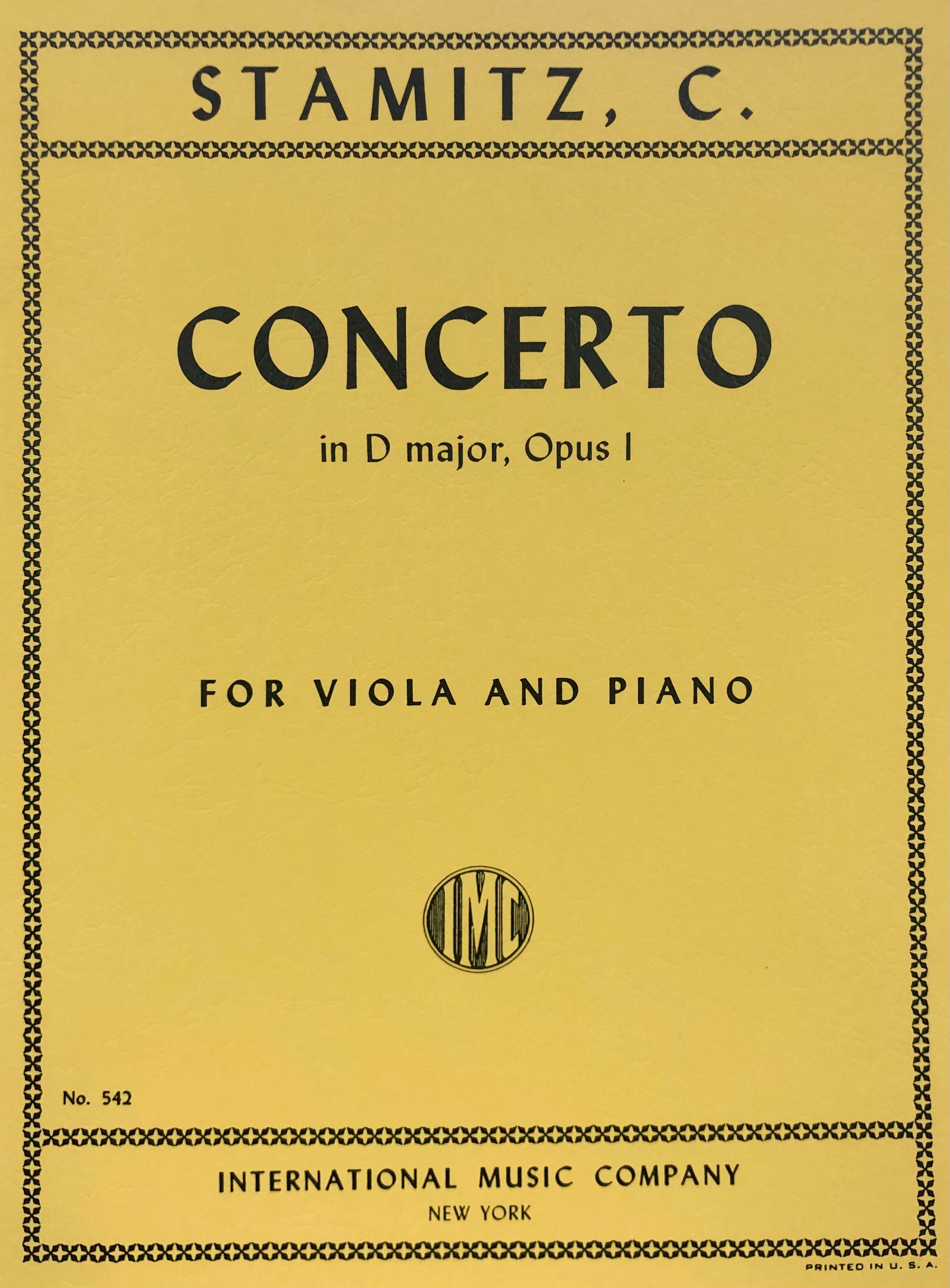 CONCERTO OP 1 D ED MEYER VLA/PNO