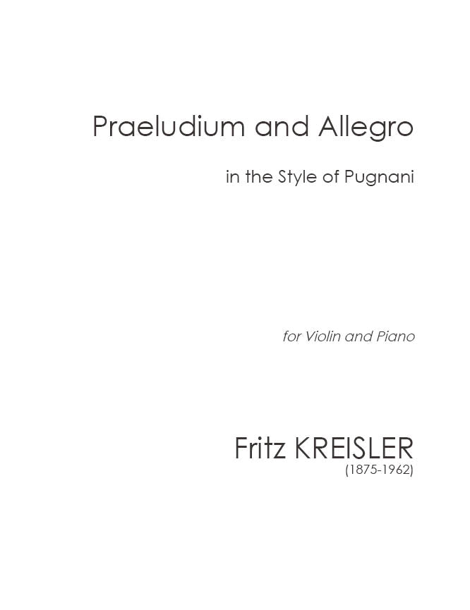 Kreisler: Praeludium and Allegro