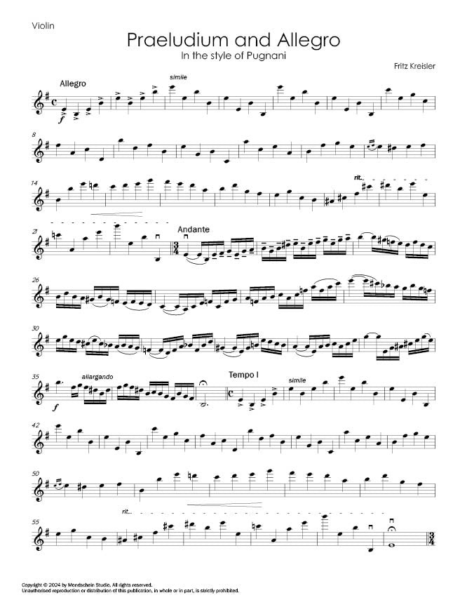 Kreisler: Praeludium and Allegro