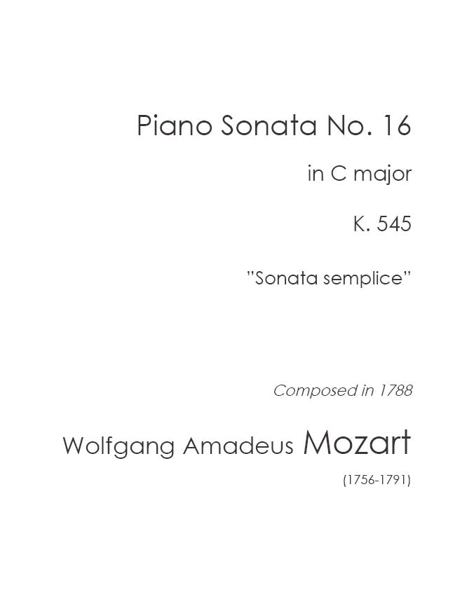 Mozart: Piano Sonata No. 16 in C major, K. 545